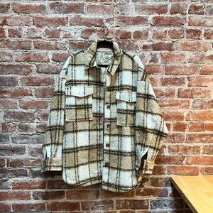 Womens Good American Shirt Jacket Plaid